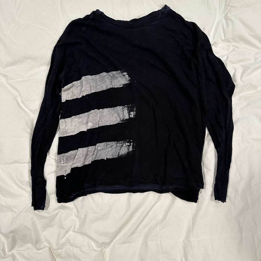 Gilda Midani Black Long Sleeve Shirt with White Accents